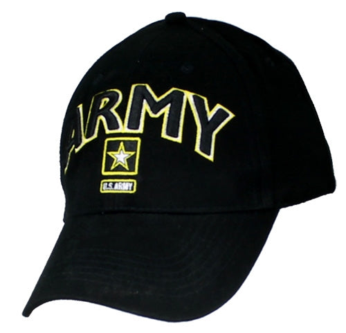 CAP-ARMY W/LOGO 3-D TEXT BLK (SX) -4